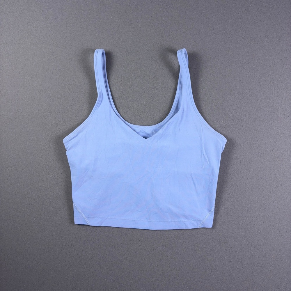 Lululemon Align Tank Top Blue Periwinkle V-Neck Built-in Bra Crop Top Athletic
